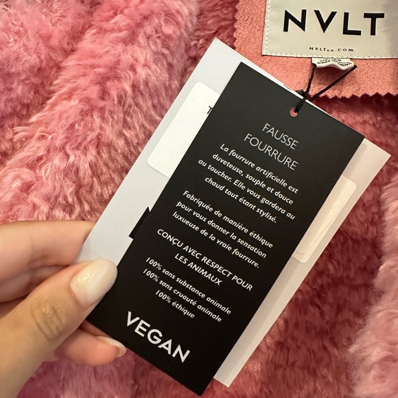 NVLT Dusty Pink Faux-Shearling Moto Jacket - Picture 3 of 7